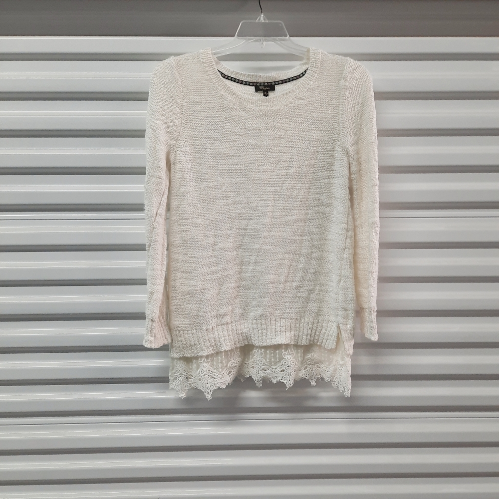 Cupio Sweater Women's Size Medium Cream Long Sleeve Knit Pullover Top
